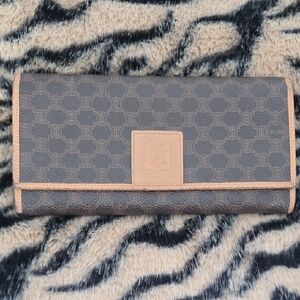 Celine Tan and Brown Monogram Wallet Authentic